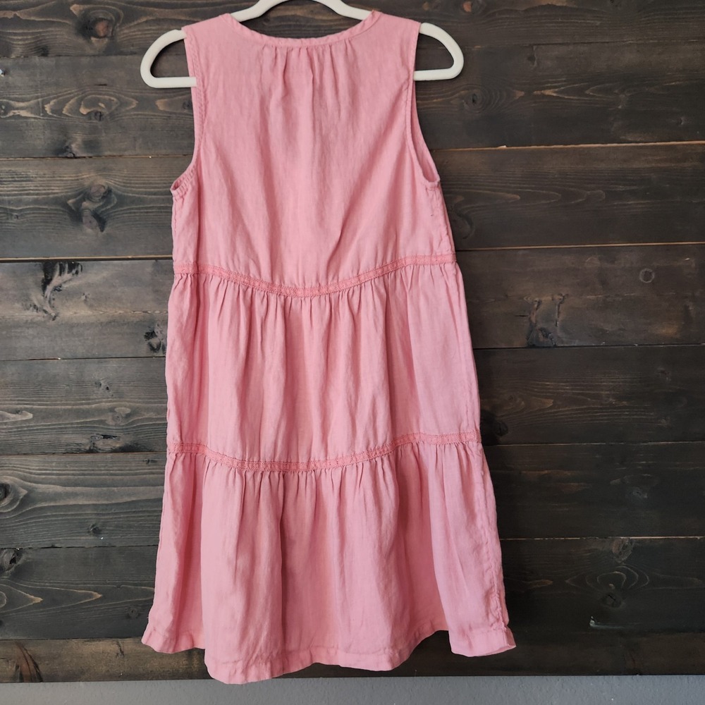 Lucky Brand Baby Doll Tiered Linen Dress Small Pink Boho Summer Beach Croquette - Picture 2 of 11